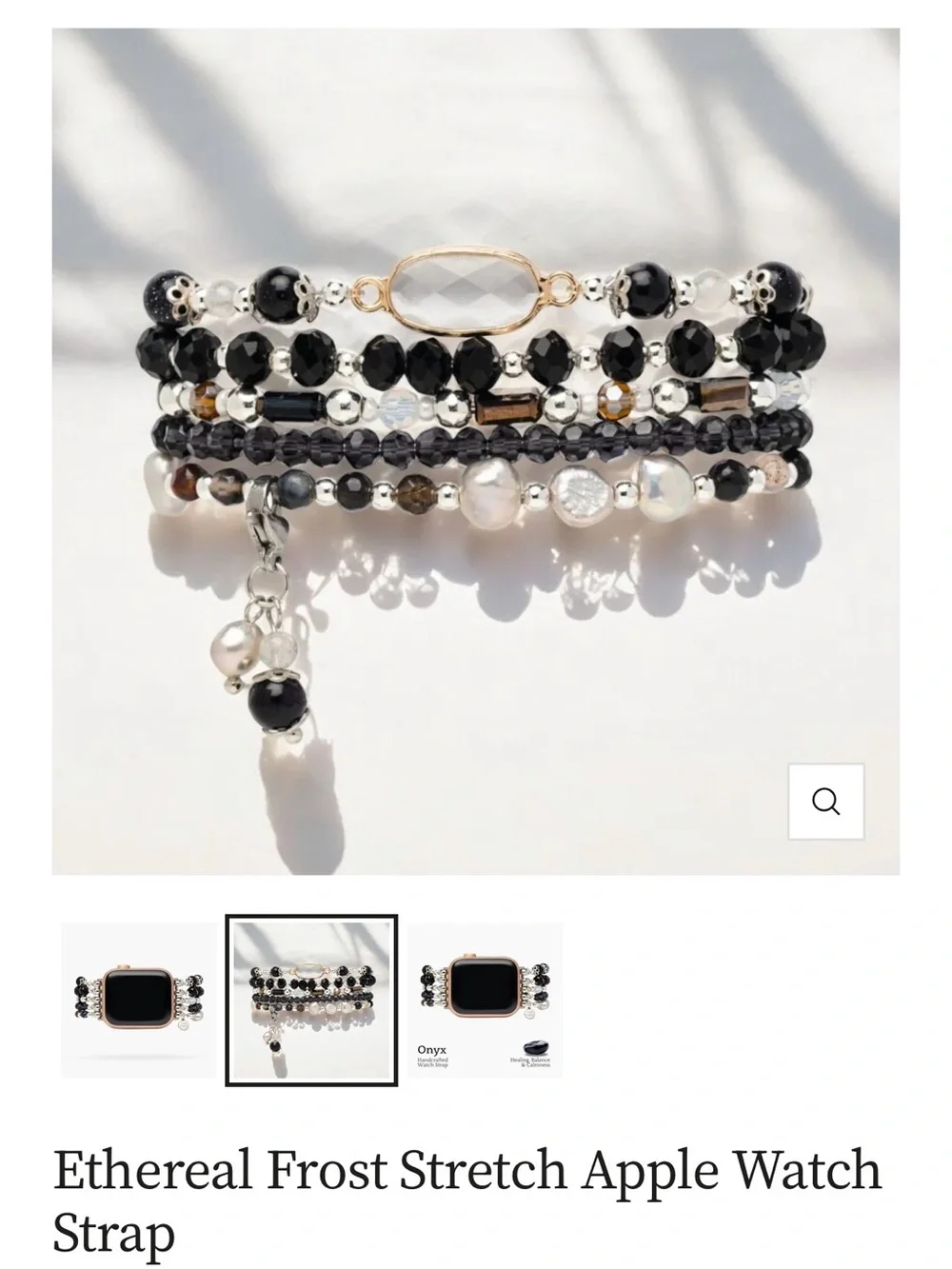 Cape Diablo Beaded Multi-Strand Watch Band - Black & Pearl